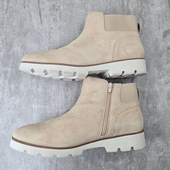 Vionic Ankle Booties Sz 11 Waterproof Tan Beige Suede Orthopedic Comfort Boots - Picture 6 of 12